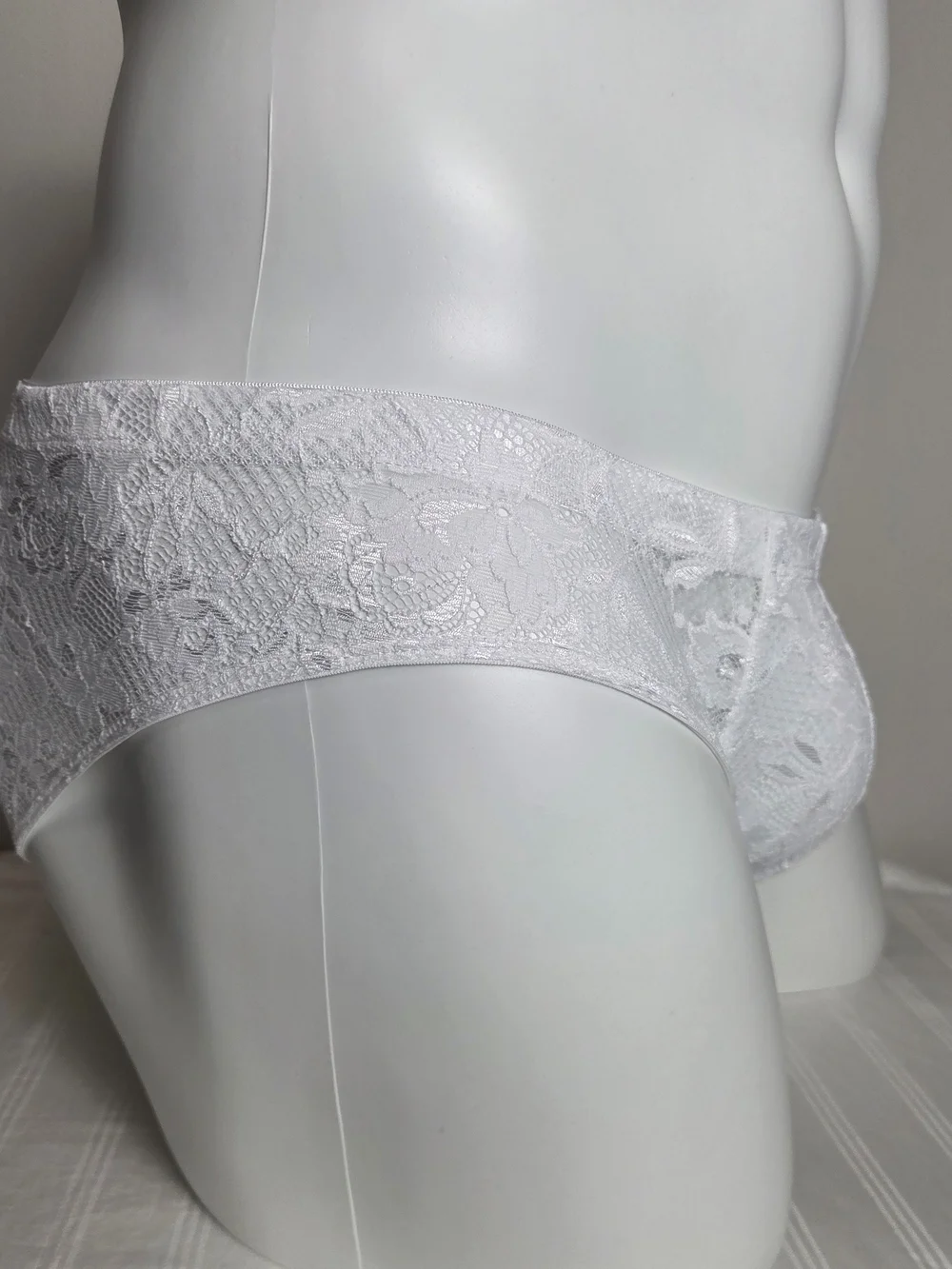 Cosabella White Lace Men's Briefs - Sheer Panel Support
